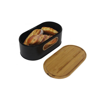 Boite à pain noir et bois