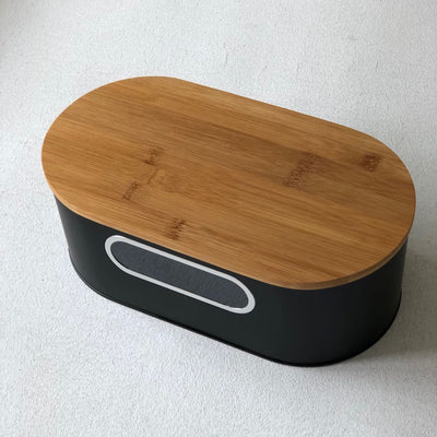 Boite à pain noir et bois